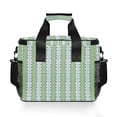 thumbnail image 7 of FORMRS Insulated Cooler Bag 24 Cans Capacity Soft Leakproof Lunch Box with Side Pockets, Green Stripe Pattern, 7 of 7