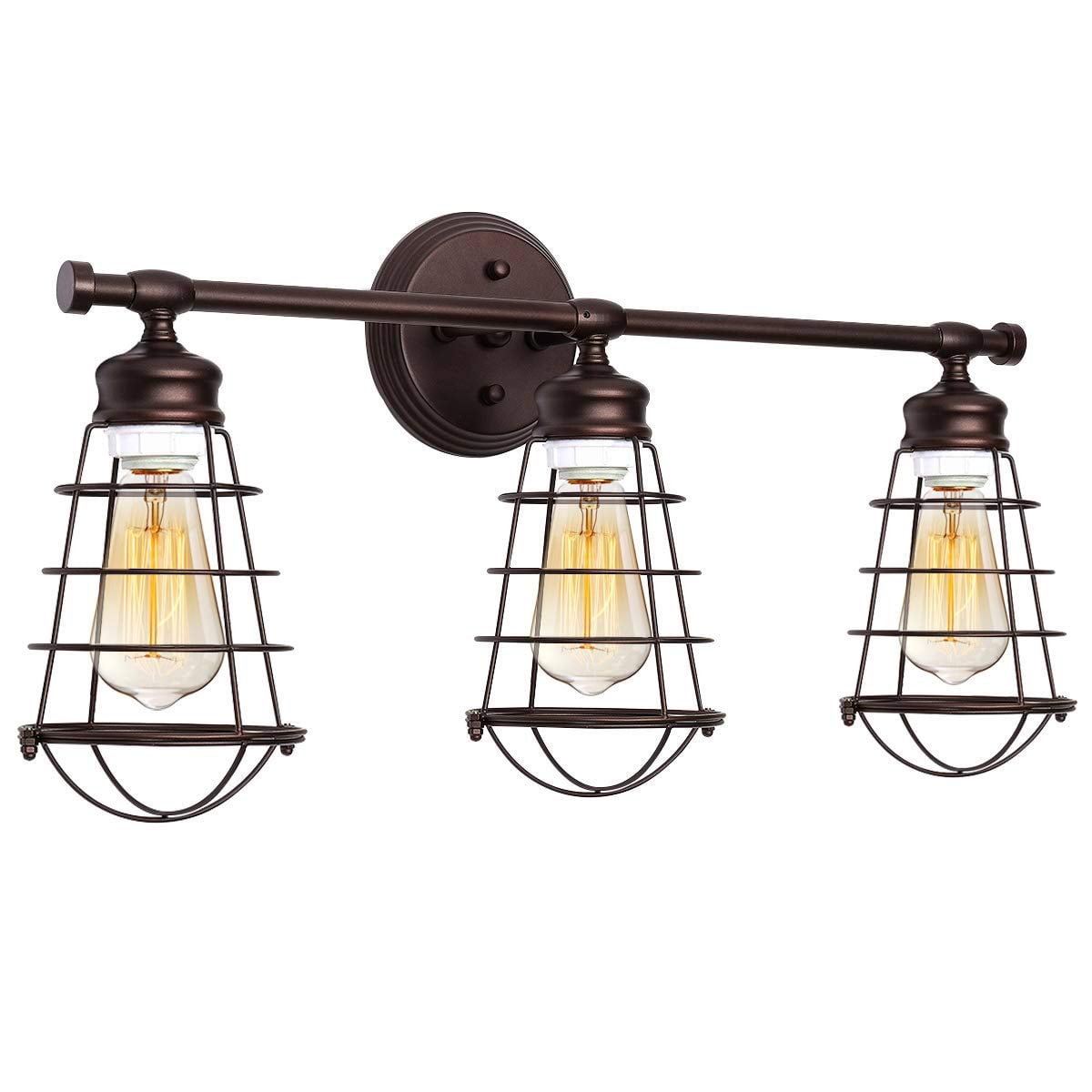 E26 3 Light Wall Sconce Industrial Bathroom Vanity Light Fixture Metal Wire Cage Wall Sconce Artist Lamp For Bathroom Bedroom Vanity Table Home Decor Walmartcom Walmartcom