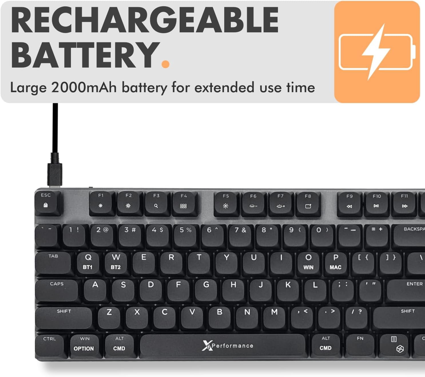 X9 Performance Low Profile Mechanical Keyboard Wireless (Wired + BT + 2.4Ghz) - Triple Mode Connectivity, Red Switches, Backlit, 107-Key - Slim Bluetooth Mechanical Keyboard for Mac and PC