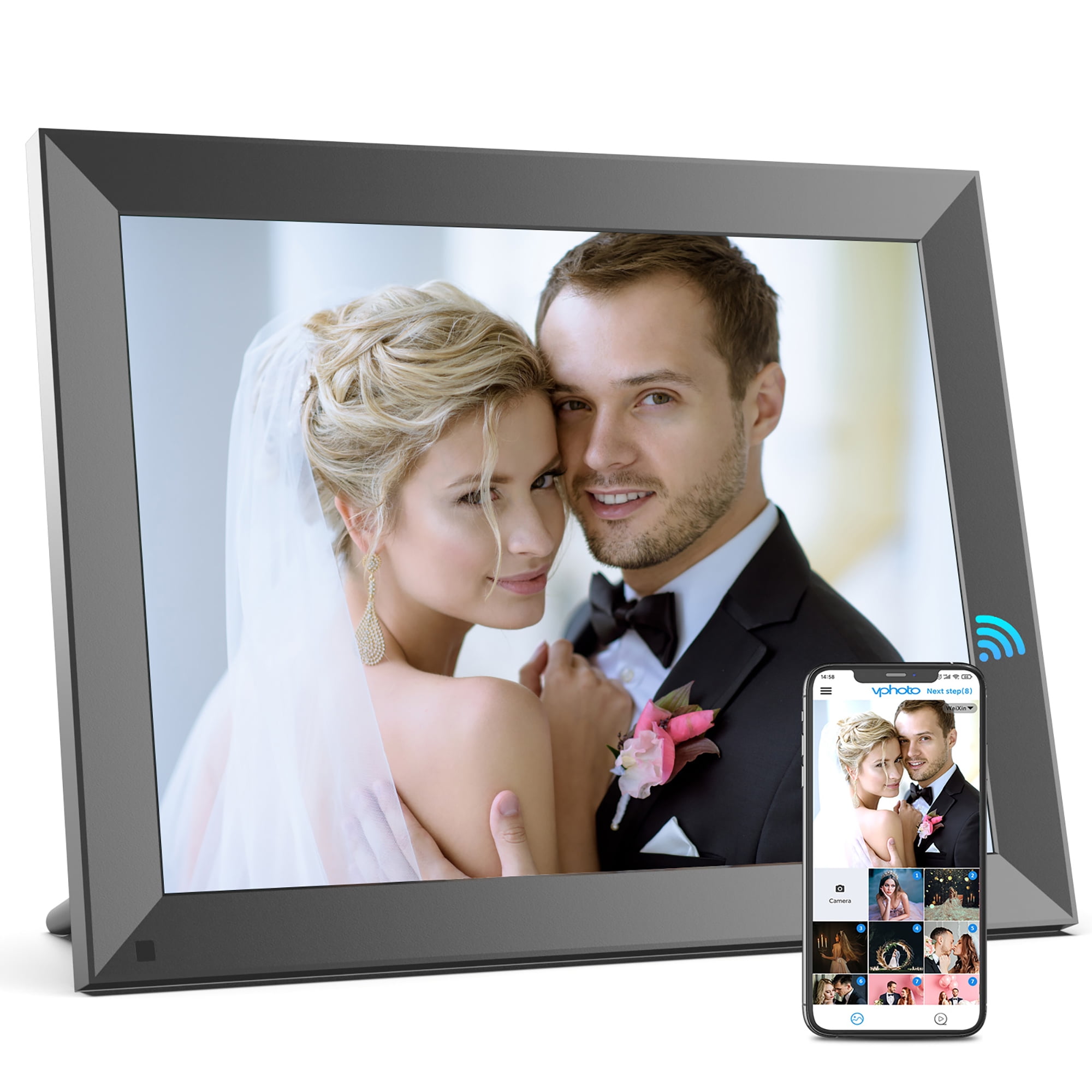 Large Digital Picture Frame Unlimited Cloud Storage Wall Mountable Sharing Photos and Videos via App/Email Instantly Fullja 17-inch 32GB Dual-WiFi Digital Photo Frame USB Motion Sensor 