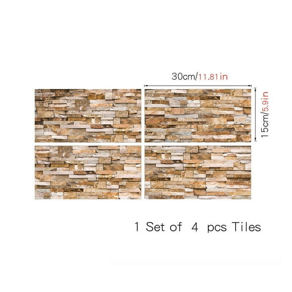 4 Pcs 3D Faux Brick Wall Panels Peel and Stick Brick Tiles-5.9"X11.8" Small Size Thin PVC Brick Self Adhesive Wall Tile Faux Brick Paneling for Living Room, Bedroom, Kitchen, Fireplace