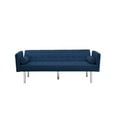thumbnail image 3 of Velvet Convertible Futon Sofa Bed, Mid-Century Modern Loveseat Sofa with Padded and Backrest, Memory Foam Couch Sleeper Sofa with Pillows, Armchair Sofa for Bedroom Living Room Hotel Office, Navy Blue, 3 of 7