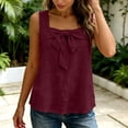 thumbnail image 6 of Kilaqueen Womens Bow Tie Front Tank Tops Summer Dressy Solid Color Square Neck Sleeveless Tunic Blouses Lightweight Loose Fit Casual Going Out Cami Gauze Shirts, 6 of 7