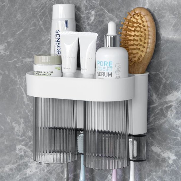Toothbrush Holders for Bathrooms,Toothbrush Holder Wall Mounted with 2