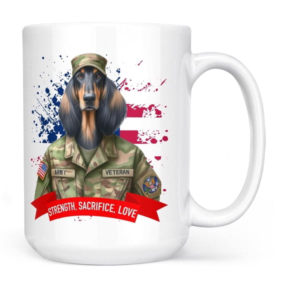 Happy Father's Day Honoring Veterans Afghan Hound in Army Uniform Mug Dog Lover Coffee Tea Cup - 13007