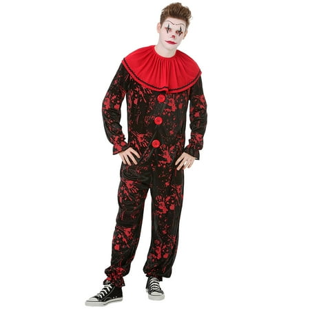 Boo! Inc. Crimson Clown Mens Halloween Costume | Black/Red Scary Jester Outfit