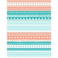 thumbnail image 2 of CafePress - Coral Teal Tribal Vintage Stripes - Large Sherpa Fleece Throw Blanket 80" x 60", 2 of 3