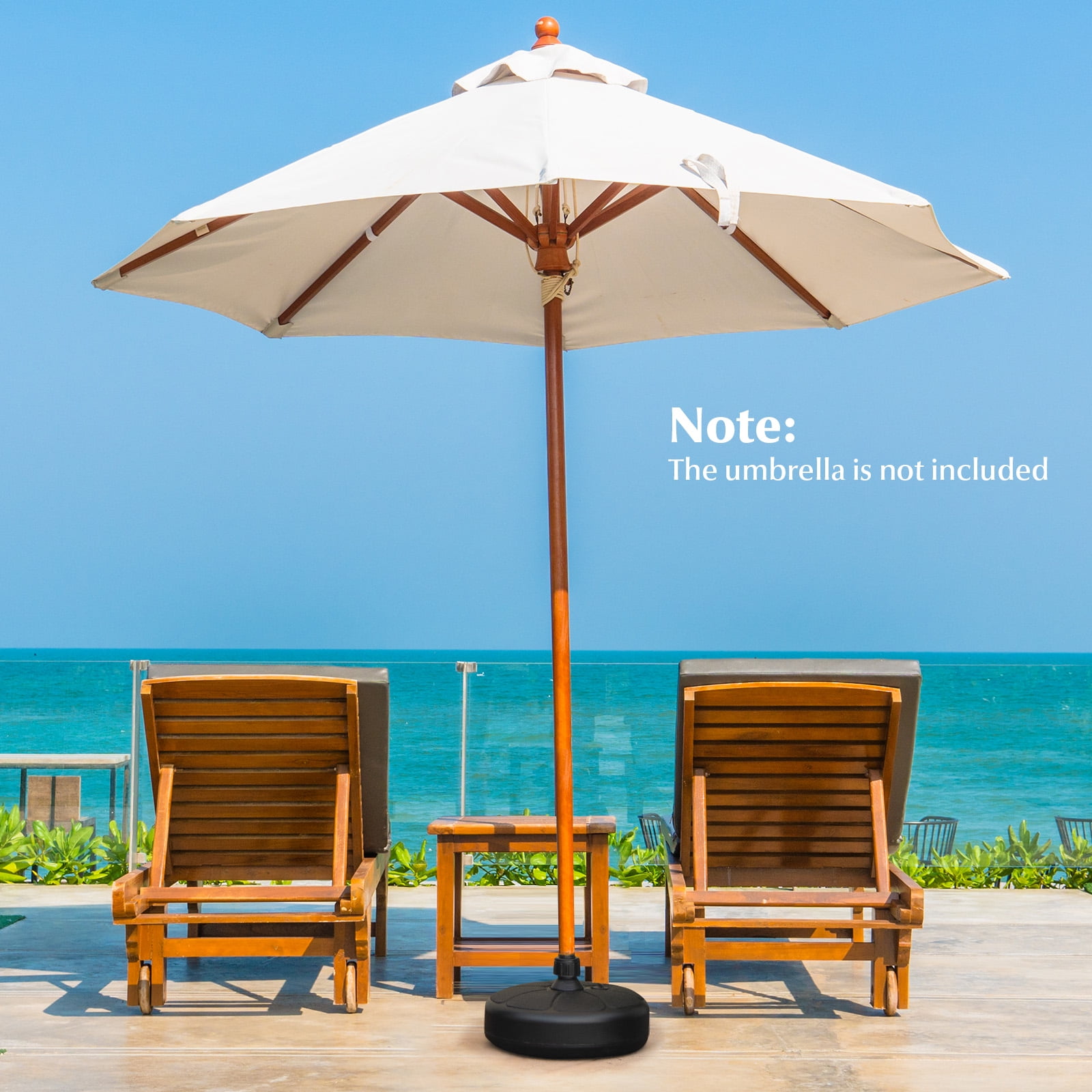 Topbuy Fillable Round Umbrella Base Water & Sand Filled Patio Umbrella Stand Suitable for 1.5” Umbrella Poles