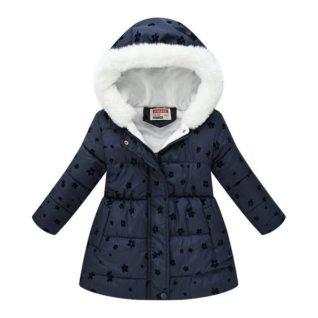 Manteau d'Hiver Garçon et Fille Taille Haute Long Col à Capuche Veste en Coton