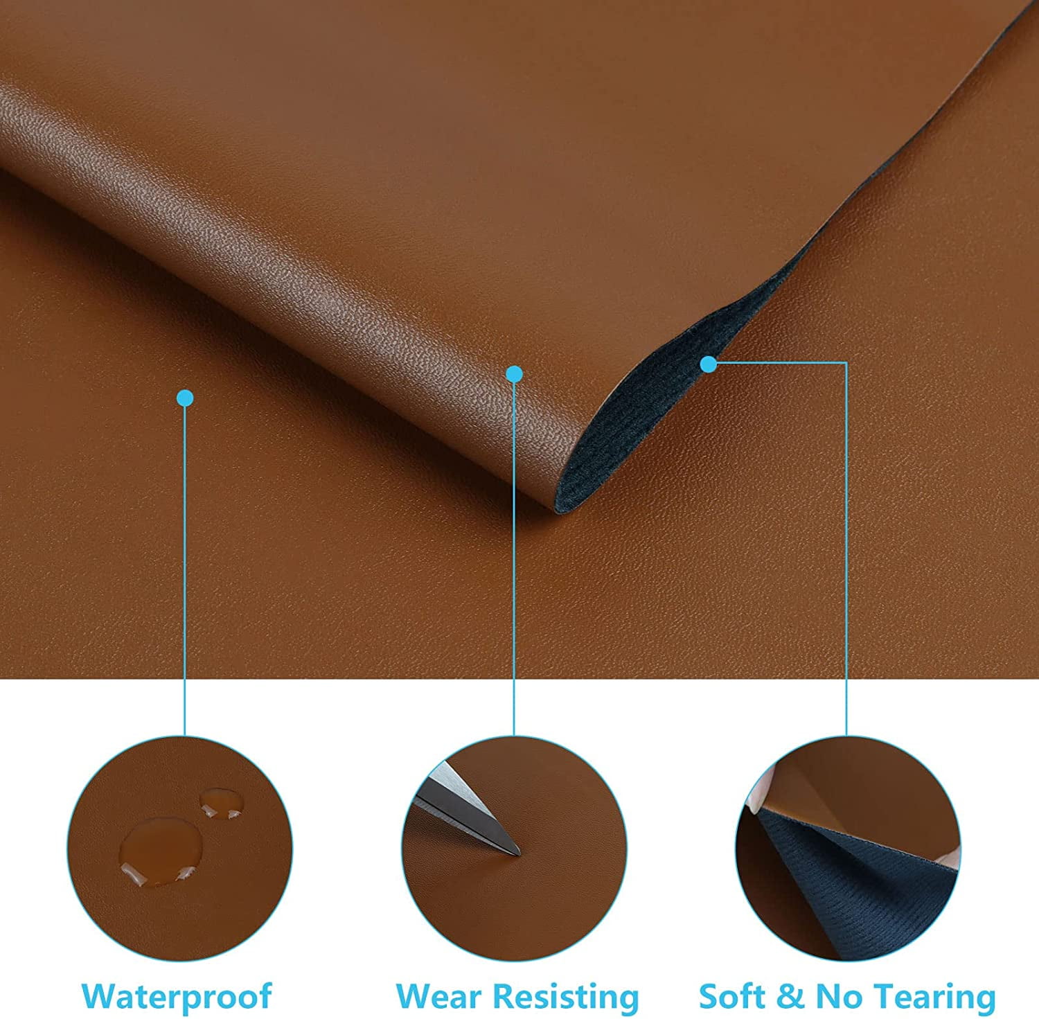 Artificial Leather PU Fabric Vinyl Material 2-Way Stretching for DIY Sewing Crafts Upholstery Brown