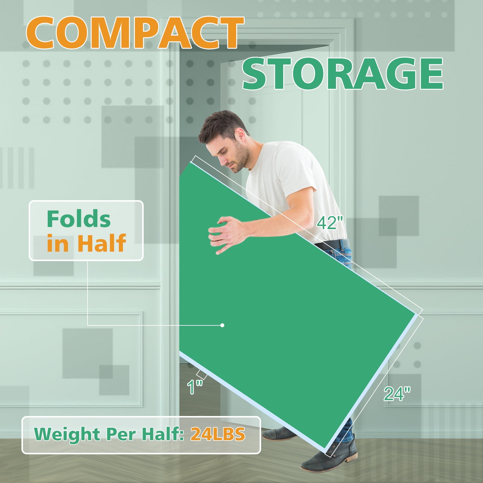 7ft Mid-Size Ping Pong Conversion Top, Foldable & Portable Table Tennis Table Top for for Indoor/Outdoor,Green