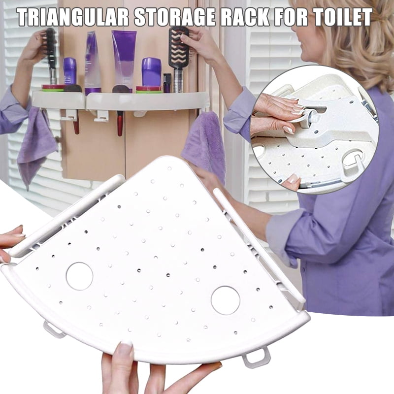 Bathroom Triangular Shower Shelf Corner Bath Storage Holder Organizer Rack White 