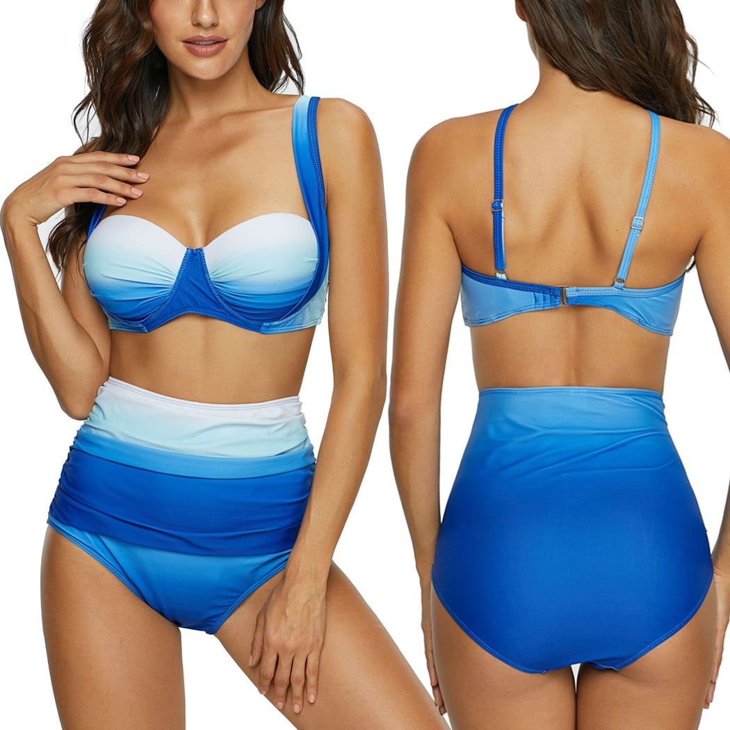 high waisted tummy control bikini set