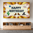 thumbnail image 6 of Western Themed Happy Birthday Banner with Cactus Star Cowboy Hat Boots and Rider Decors Party Supplies Backdrop for Birthday Parties Photography Props Decorations, 6 of 7