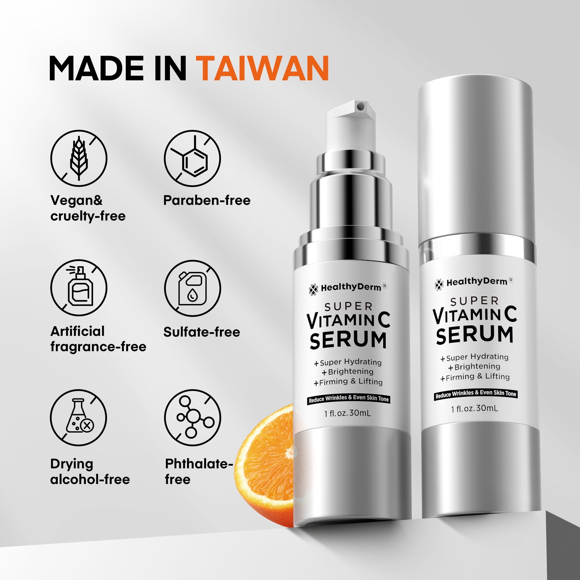 Super Vitamin C Serum for Women Over 70: Niacinamide, Vitamin C, Hyaluronic Acid, Peptides, Vitamin E, Caffeine, Bakuchiol, Hydrating, Lifting, Face Wrinkle & Age Spots Reduction