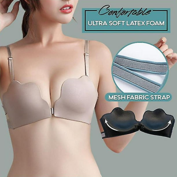 Strapless Seamless Shell Bra Detachable Strap No Underwire Padded Bra  Breathable A