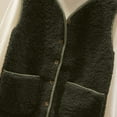 thumbnail image 4 of aohooy Womens Fuzzy Fleece Vest Button Sleeveless Warm Sherpa Vests Winter Plus Size Faux Shearling Teddy Coat Gilet with Pockets Army Green,XXXL, 4 of 4