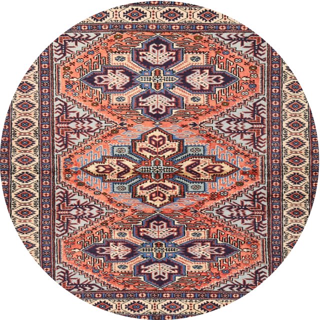Ahgly Company Machine Washable Indoor Round Traditional Light French Beige Brown Area Rugs, 4' Round
