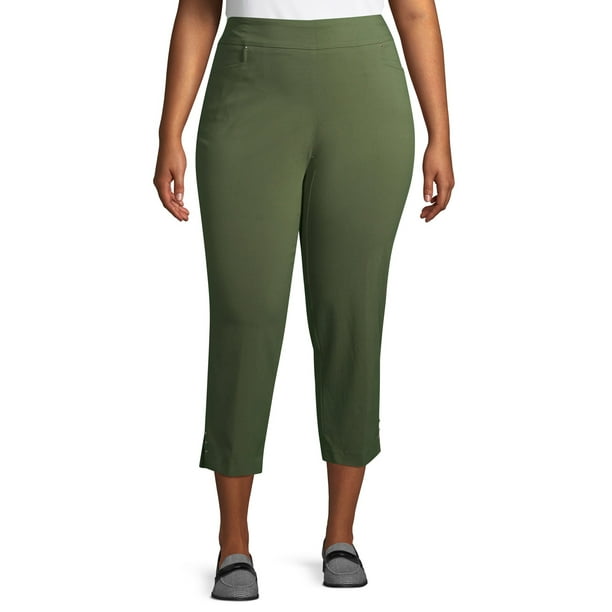 Terra & Sky Terra & Sky Women's Plus Size Ankle Capri Dress Pant with Bling Hem