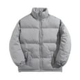 thumbnail image 3 of Homeyce Puffer Jacket Men Stand Collar Full Zip Jacket Water-Repellent Windbreaker Quilted Puffy Down Jackets for Snow Ski Hiking Travel Winter Insulated Jacket,Gray L, 3 of 4