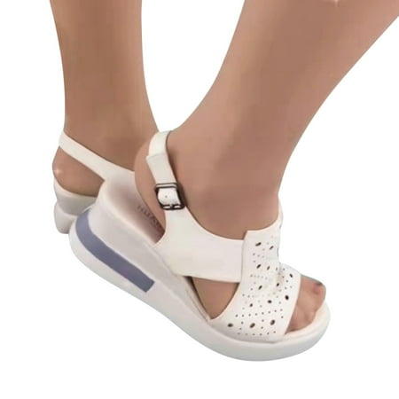 

Mishuowoti sandals for women 2023 Women’s Summer Platform Wedge Heel Sandals Comfortable Leather Sandals Peep Toe Wedges