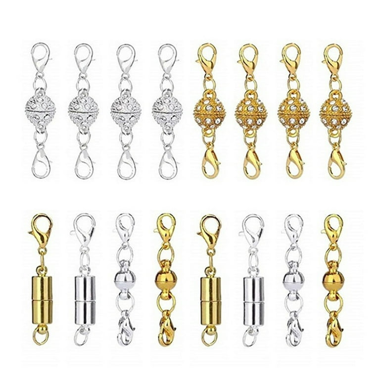2pcs Magnetic Necklace Layering Clasps, Gold and Silver Plated Magnetic Necklace Clasps, Jewelry Separators for Stackable Necklaces and Chains