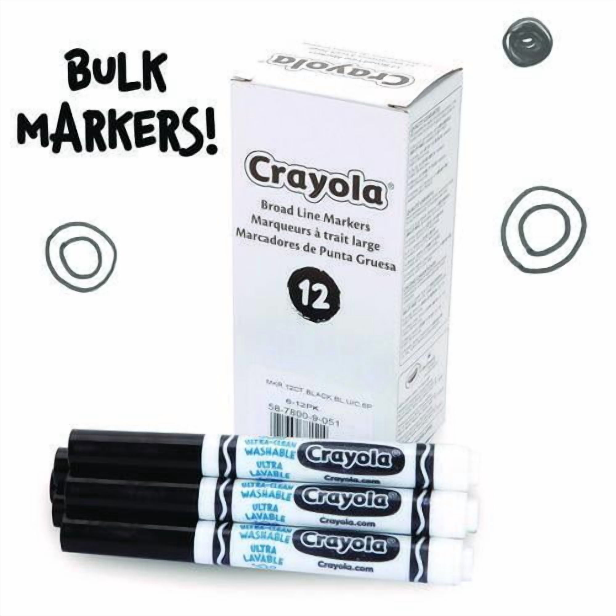 Broad Line Washable Markers, Broad Bullet Tip, Black, 12/box | Bundle of 10