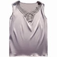 thumbnail image 4 of ByworldtasicWomens Elegant Satin Wide Straps Tank V-Neck Sleeveless Camisole, 4 of 5