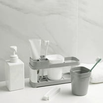 Ynlkorvg Toothbrush Holders Clearance, Toothpaste Set Stand Holder Rack Shelf Toothbrush Plastic Storage Cup Bathroom Bathroom Products Organization and Storage Gray