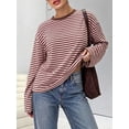 thumbnail image 3 of WIHOLL Long Sleeve Shirts for Women Plus Size Crewneck Sweatshirts Fashion Striped Pullovers Casual Loose Fit Fall Spring Tunic Tops, 3 of 9