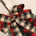 thumbnail image 4 of Christmas Teardrop Swag with Light,Artificial Door Swag Red Berry Pine Cone Wreath with Buffalo Plaid Bow for Front Door Wall Windows Holiday Farmhouse Decor, 4 of 9