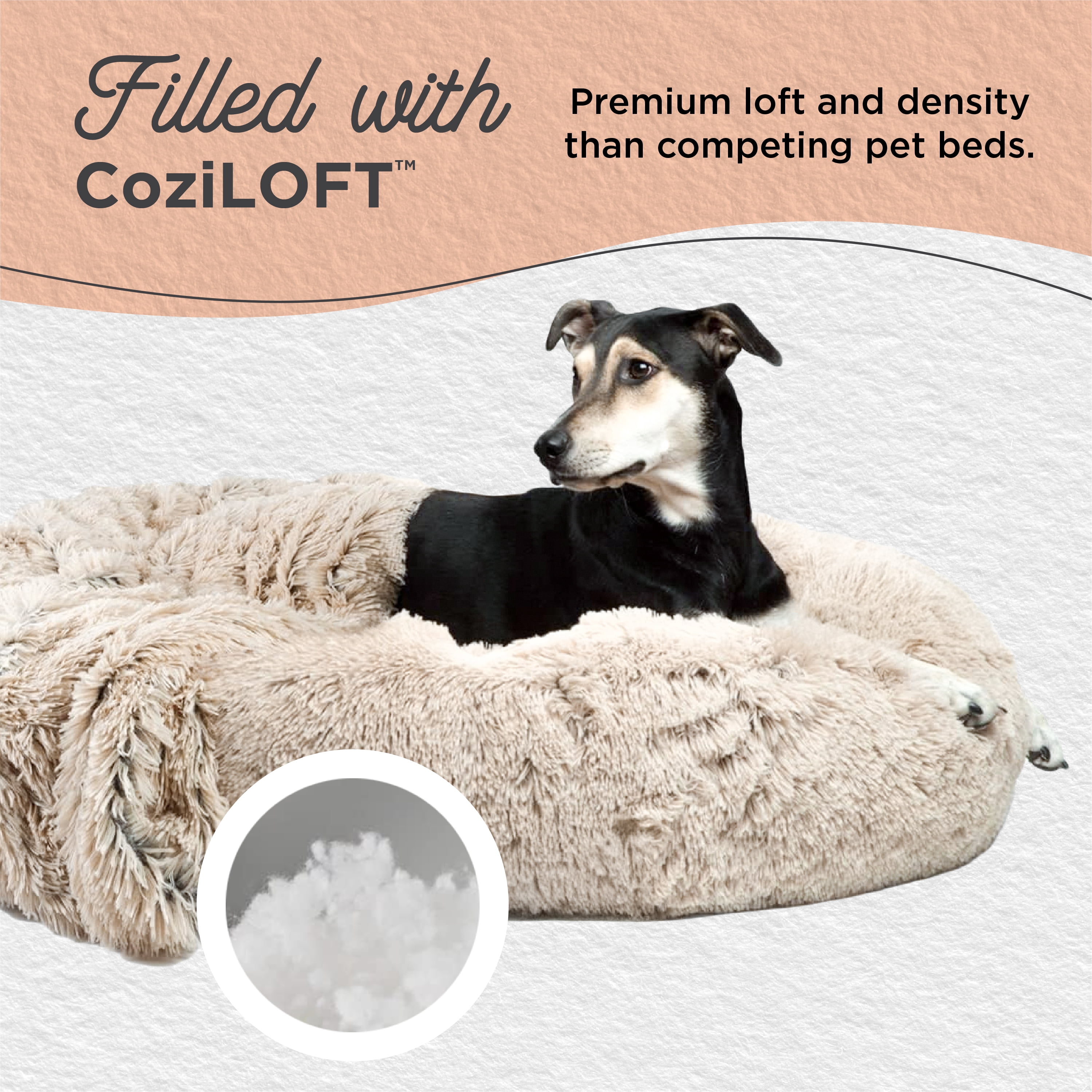 Best Friends by Sheri The Original Calming Donut Dog Bed & Blanket Bundle – Washable Plush Bed for Large Breeds up to 100 lbs, Large (36" x 36") + Throw (40" x 50"), Shag Faux Fur, Taupe