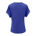 thumbnail image 5 of Women's V Neck Short Sleeve T-Shirt Elegant Solid Color Basic Casual Top For Daily Wear Summer Outfit, 5 of 5