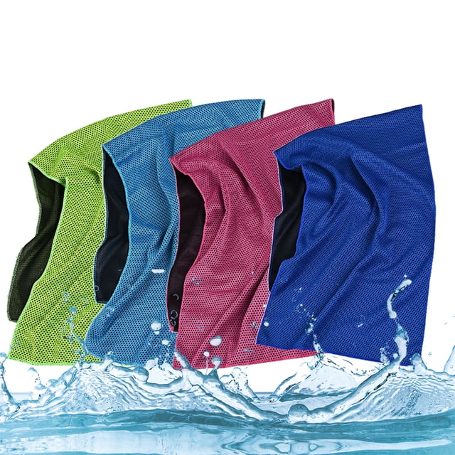Toalla de enfriamiento de 4 piezas Toalla de fitness Toalla de enfriamiento para enfriamiento instantáneo con 4 bolsas impermeables Toalla deportiva de microfibra para acampar Senderismo Yoga Golf