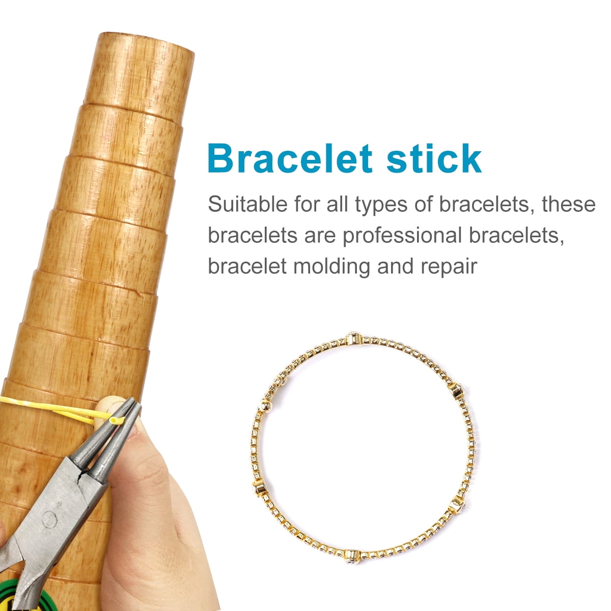 DIY Wood Bracelet Bangle Round Mandrel Jewelry Forming Making Tool (Wood Color)