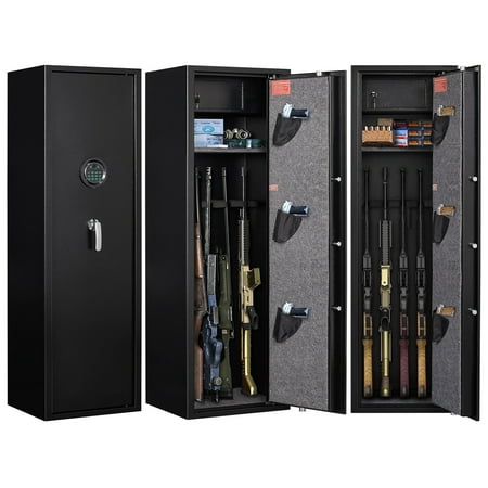 Foorsun 4-5 Gun Safe for Rifles and Pistols Fingerprint Keypad Gun Safes Shotgun Rifle Safe Gun Safes for Rifle and Shotguns Long Gun Cabinets Removable Shelf for Rifles Safes