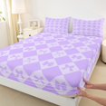 thumbnail image 3 of Manfei Cartoon Cute Bowknot Bed Sheets, Purple Checkered Buffalo King Sheets, Kawaii Princess Style Sheet Set, Super Cozy Room Decor, 4 Pieces, 3 of 7