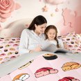 thumbnail image 4 of meiyoeat Sushi Cat Pattern Twin Comforter Sets,Cute Kitten Food Print Bedding Set,Light Gray Reversible,2-Piece,1 Comforter and 1 Pillowcase, 4 of 7