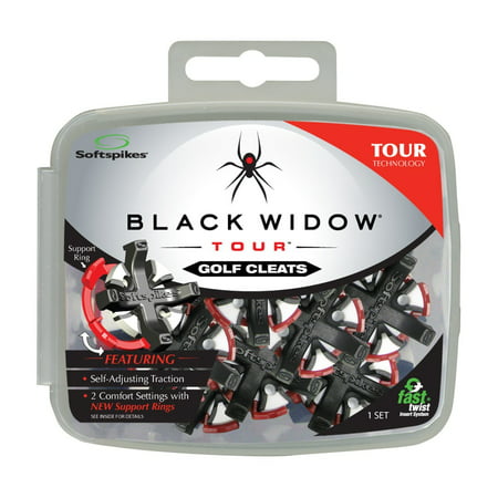 Softspikes Black Widow Tour Fast Twist Golf Cleats (16 ct. Kit), Includes 16 replacement cleats that fit Fast Twist insert systems By Soft
