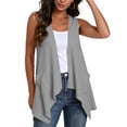 thumbnail image 3 of Womens Draped Cardigans Lightweight Sleeveless Open Front Duster Summer Casual Vest Jacket with Pockets (L, Gray), 3 of 7