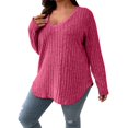 thumbnail image 2 of Endives Womens Sweater Casual Knit V Neck Solid Color Tops Lightweight Long Sleeve Tops Womens Plus XL-5XL, 2 of 6