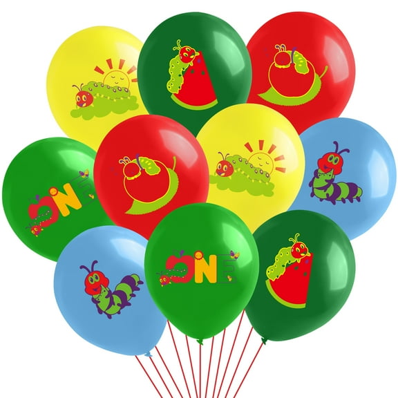 GROBRO7 1st Birthday Party Decorations, 5 colour Latex Balloons with Caterpillar Pattern Ribbon Set for Baby Shower Decor Supplies
