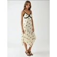 thumbnail image 2 of V-Neck Printed Bodycon Maxi Dress with Lace Detail, 2 of 7