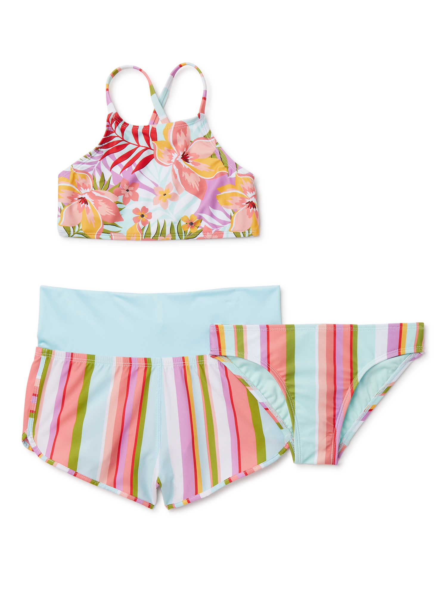 Wonder Nation Clothing Girls Paisley BB Pink Tankini Swimsuit