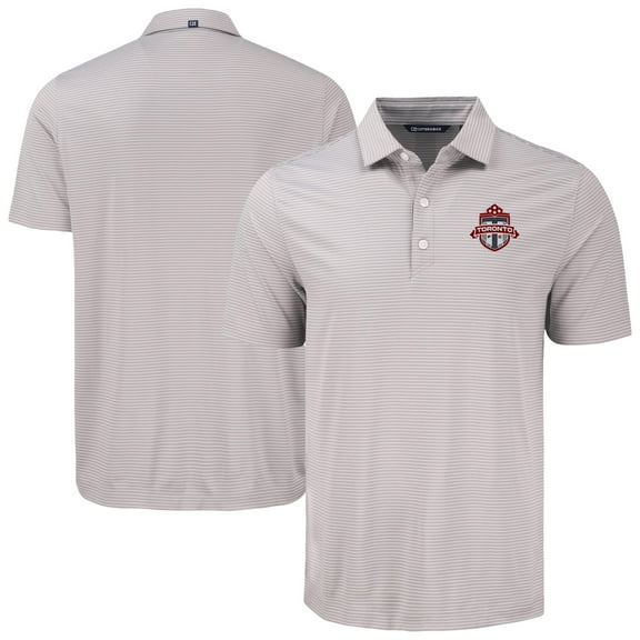 Men's-Cutter & Buck  Gray Toronto FC Forge Eco Fine Line Stripe Stretch Recycled Polo