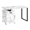 thumbnail image 2 of White Marble Look and Storage - 48" Computer Desk for a Stylish Home Office, 2 of 3