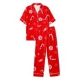 thumbnail image 6 of JAJAHO Women's Christmas Pajamas Candy Cane Print Button Down Short Sleeve 2 Piece Loungewear Sets With Pants, 6 of 7