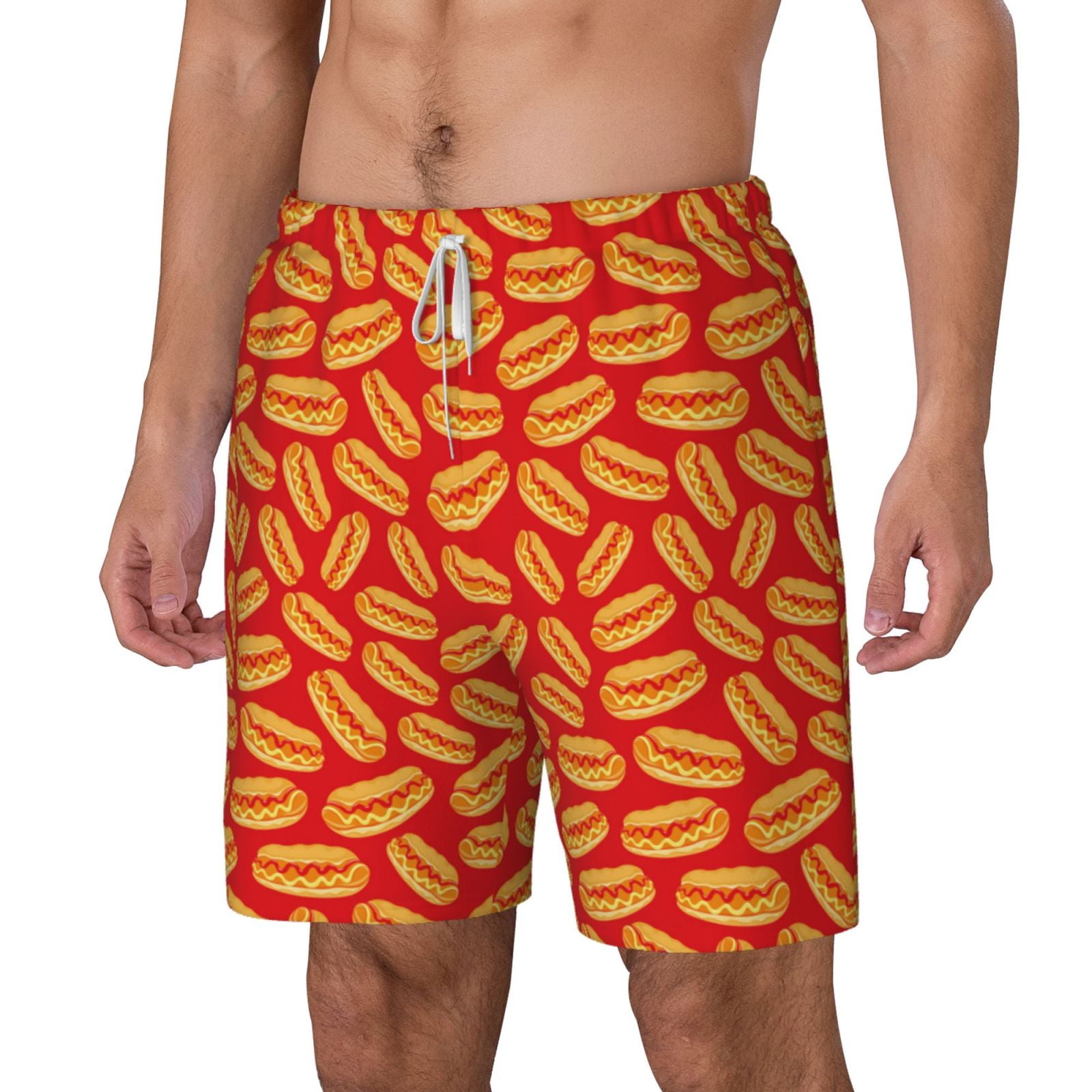 Xecao A Big Hot Dog for Men's Swimming Trunks Swim Trunks Quick Dry Swim Shorts with Mesh Lining Funny Swimwear Bathing Suits