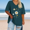 thumbnail image 2 of Plus Size Womens T Shirts Printed Oversized V Neck Short Sleeved Solid Base Shirt Sports T Shirt, 2 of 4