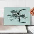 thumbnail image 2 of Feather Cutting Board, Monochrome Abstract Phoenix Design with Curl and Swirls Motifs Mythical Animal, Decorative Tempered Glass Cutting and Serving Board, Small Size, Black and White, by Ambesonne, 2 of 5